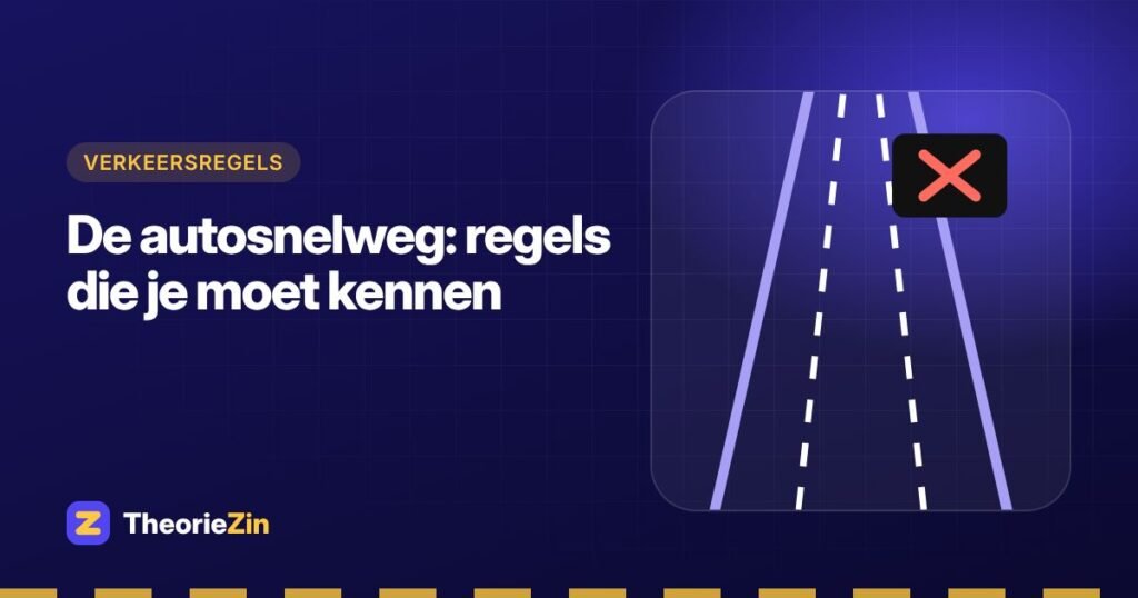 Illustratie bij "De autosnelweg: regels die je moet kennen": een autosnelweg met een rood kruis boven een rijstrook