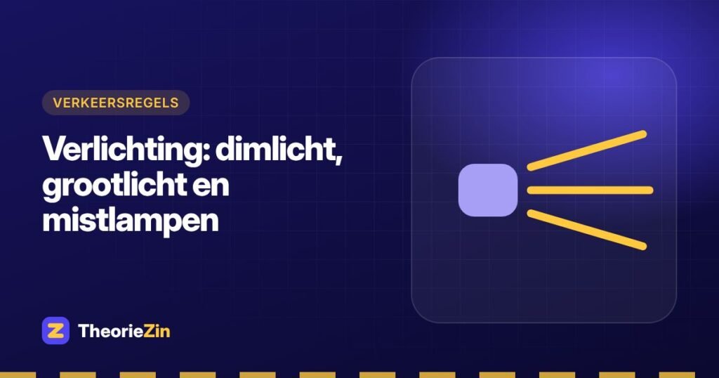 Illustratie bij "Verlichting: dimlicht, grootlicht en mistlampen": een koplamp met lichtbundels