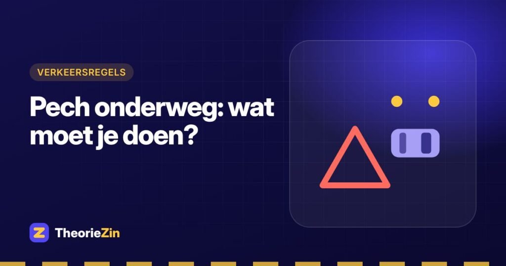 Illustratie bij "Pech onderweg: wat moet je doen?": een gevarendriehoek en een auto