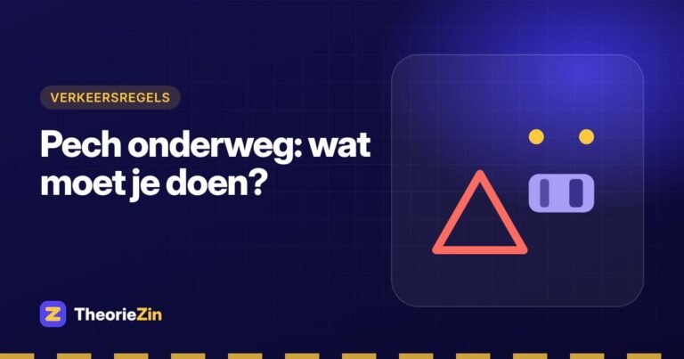 Illustratie bij "Pech onderweg: wat moet je doen?": een gevarendriehoek en een auto
