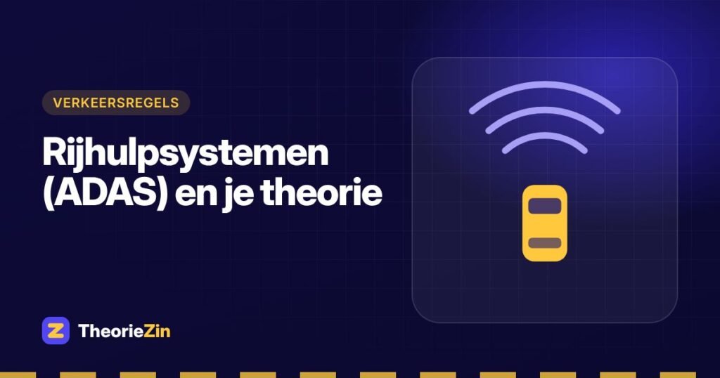 Illustratie bij "Rijhulpsystemen (ADAS) en je theorie": een auto met sensorgolven