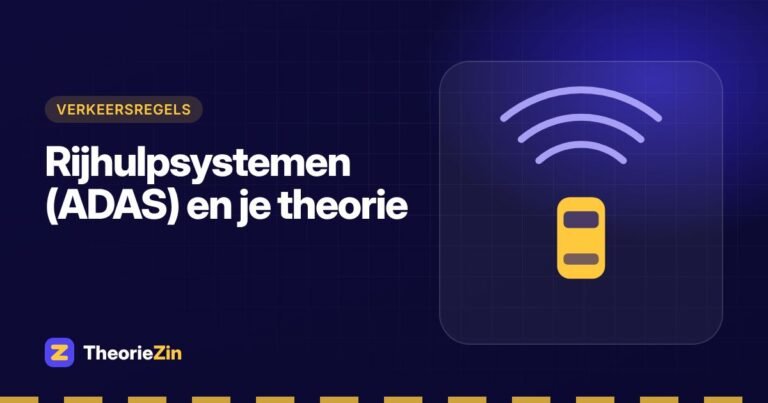 Illustratie bij "Rijhulpsystemen (ADAS) en je theorie": een auto met sensorgolven