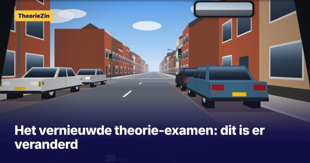 Kruispunt met verkeerslicht vanuit de auto gezien, bij het artikel over het vernieuwde theorie-examen