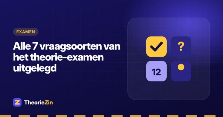 Illustratie bij "Alle 7 vraagsoorten van het theorie-examen uitgelegd": vier verschillende vraagvakjes